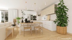 Modern Nordic kitchen with crisp white and wood accents