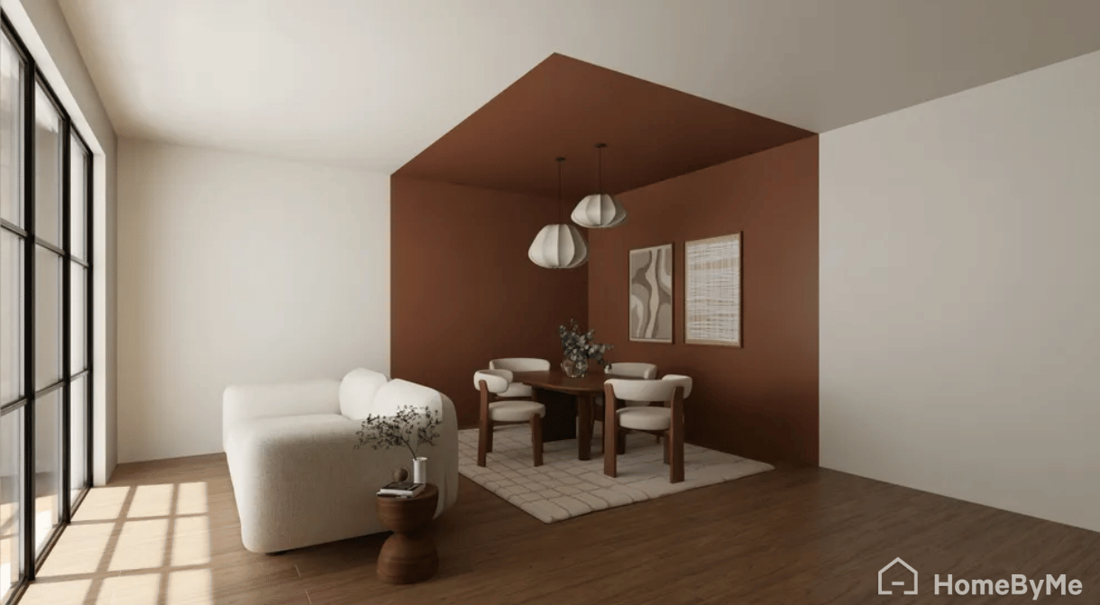 Painting ideas for the dining area: a cozy, enveloping look