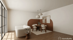 Decorating idea for a dining area: half-height wainscoting
