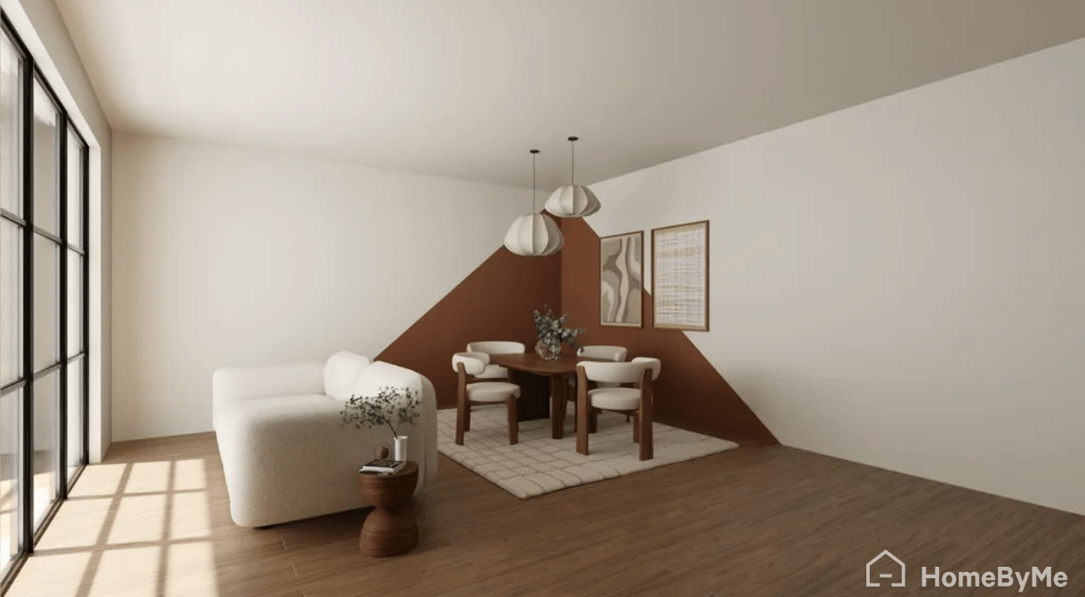 Decorating idea for a dining area: a bold diagonal design