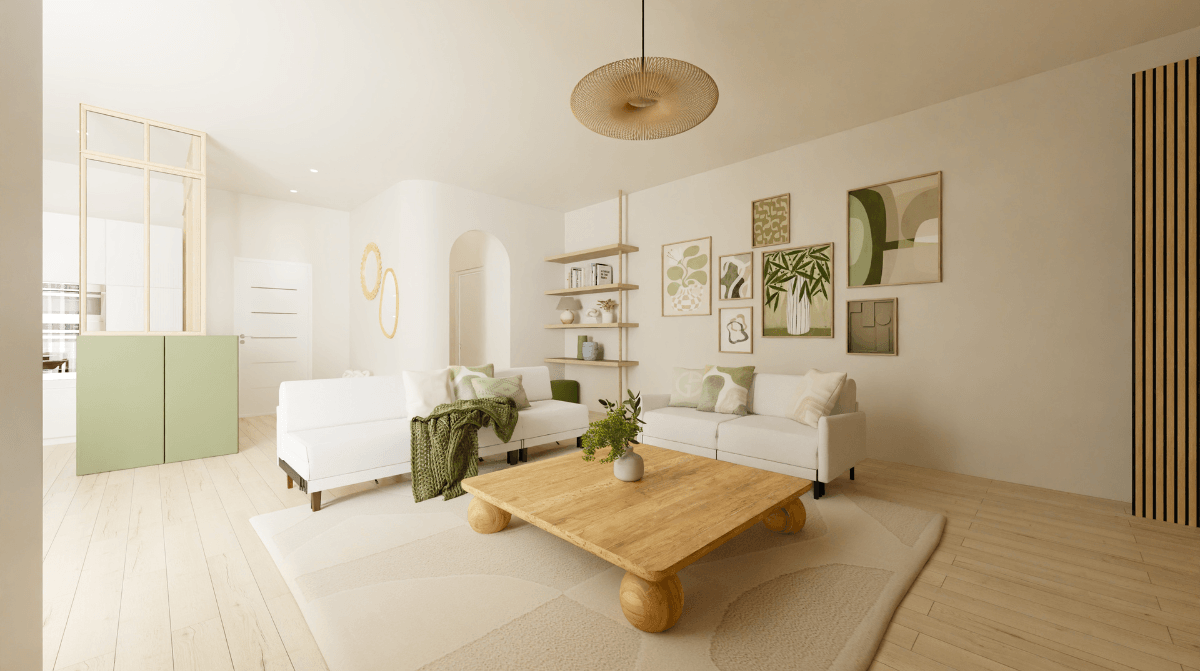 Rendu réaliste 4K illustrant la collaboration entre homebyme et likoolis