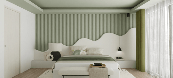 Idée de chambre apaisante tendance vert sauge