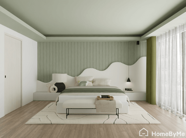 Idée de chambre apaisante tendance vert sauge