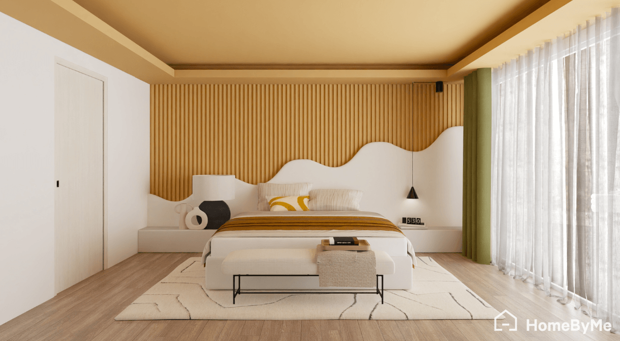 Idée de chambre apaisante tendance de couleur jaune
