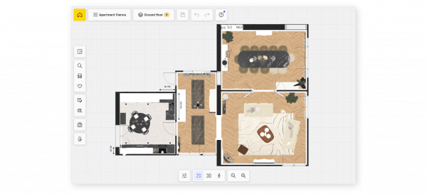 Design your client’s home floor plan in 2D.