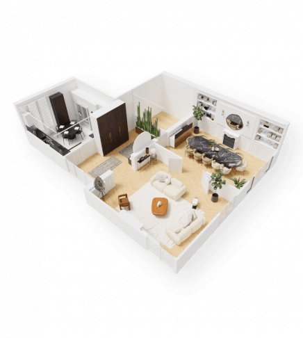 Visualize your house or apartment project plan in 3D.
