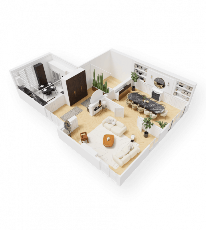 Visualize your house or apartment project plan in 3D.