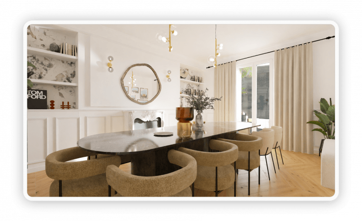 Visuel 4k d'un salle à manger dans un projet de style parisien
