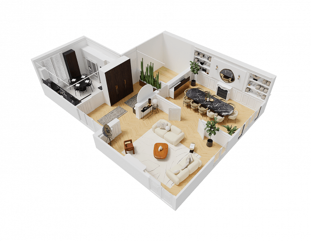 3D plan of a house created with the software homebyme