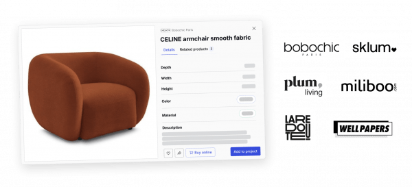 Design of the homebyme catalog and example of furniture in it