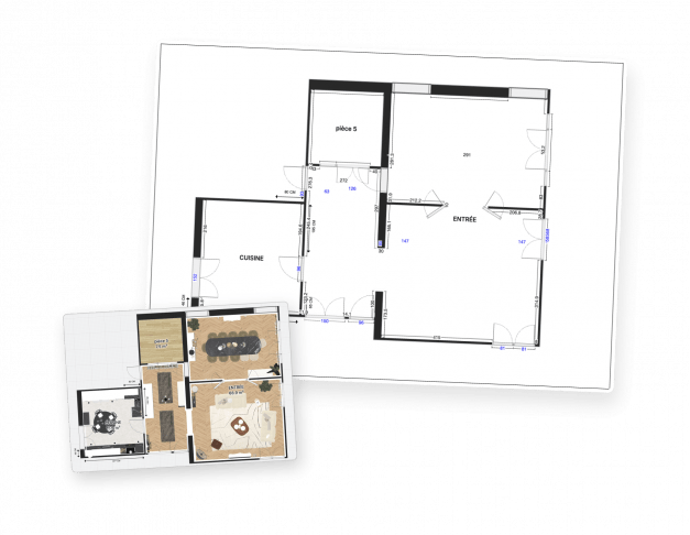 2D drawing of a house plan created with the software homebyme