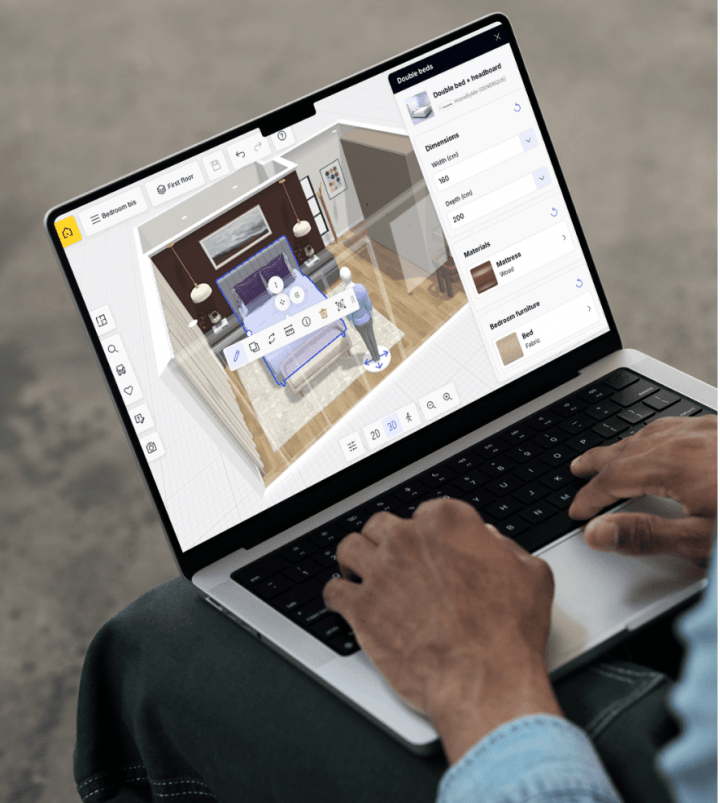 Personne travaillant sur le logiciel 3D homebyme
