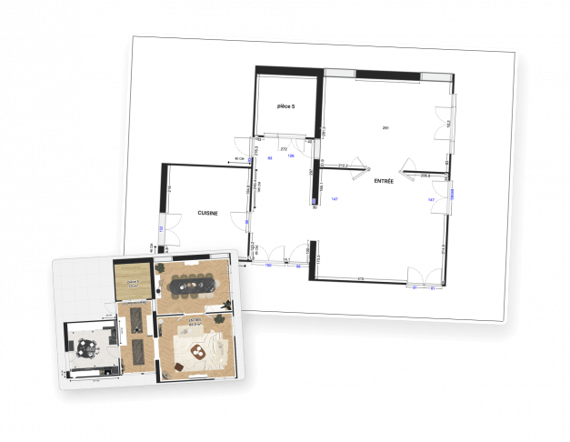 Soluciones de planos 2D y renders 3D para viviendas.