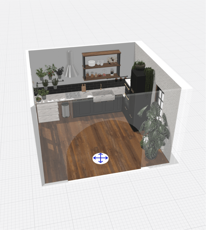 Plan de cuisine 3D réalisé grâce au logiciel 3D gratuit homebyme