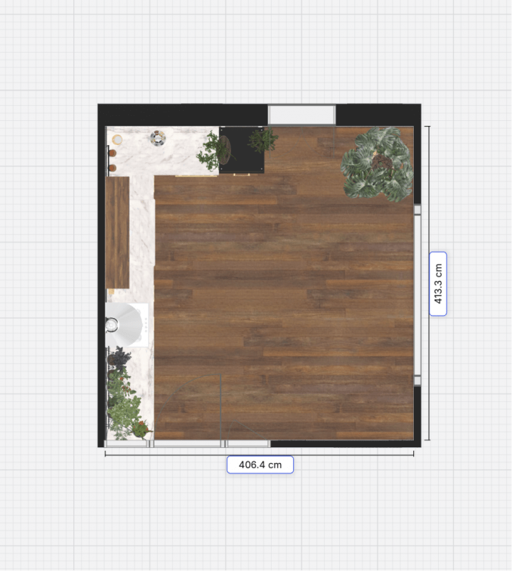 Plan de cuisine 2D réalisé grâce au logiciel 3D gratuit homebyme