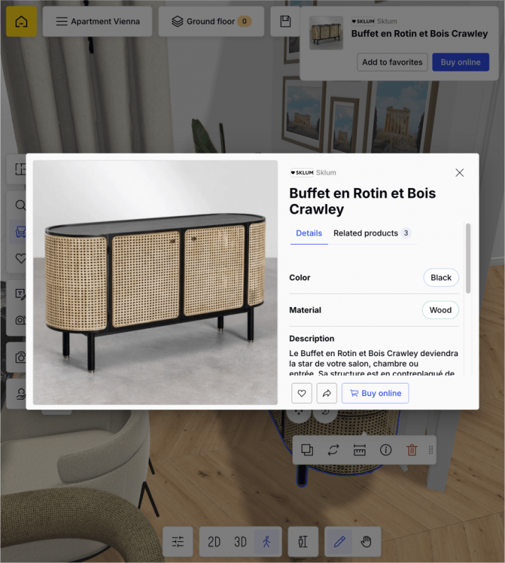 Furniture product page from the HomeByMe catalog.